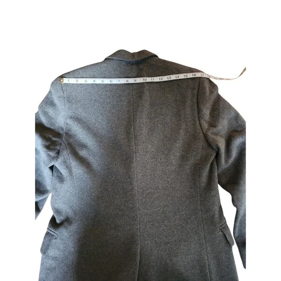 Vintage Jaques Francois Cashmere Blend Knee Length Coat Mens 37R Gray Business